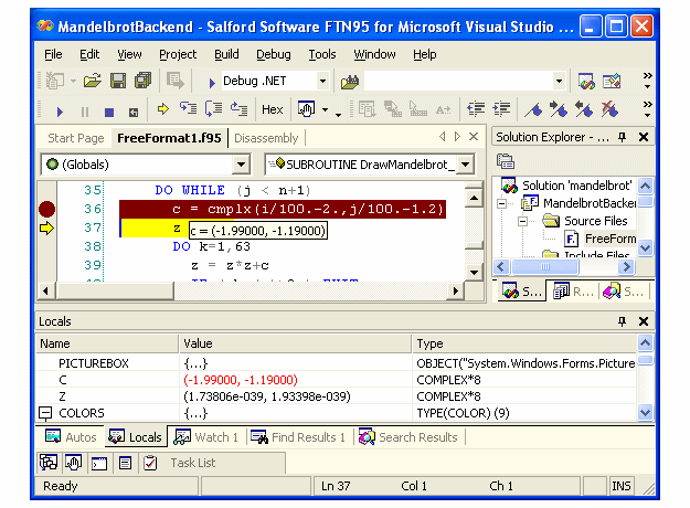 Visual Studio .NET Debug Session